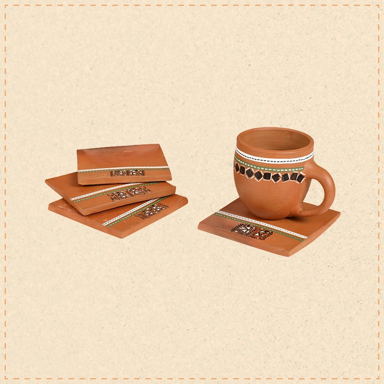 Back To Earth' Earthen Coasters with Warli Art So4