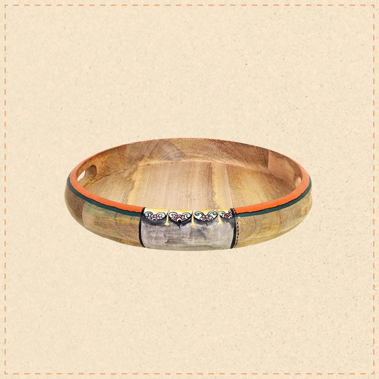 Kapila Handcrafted Wooden 360� Revolving Tray Decorative Rotating Platter for Dining Table and Kitchen