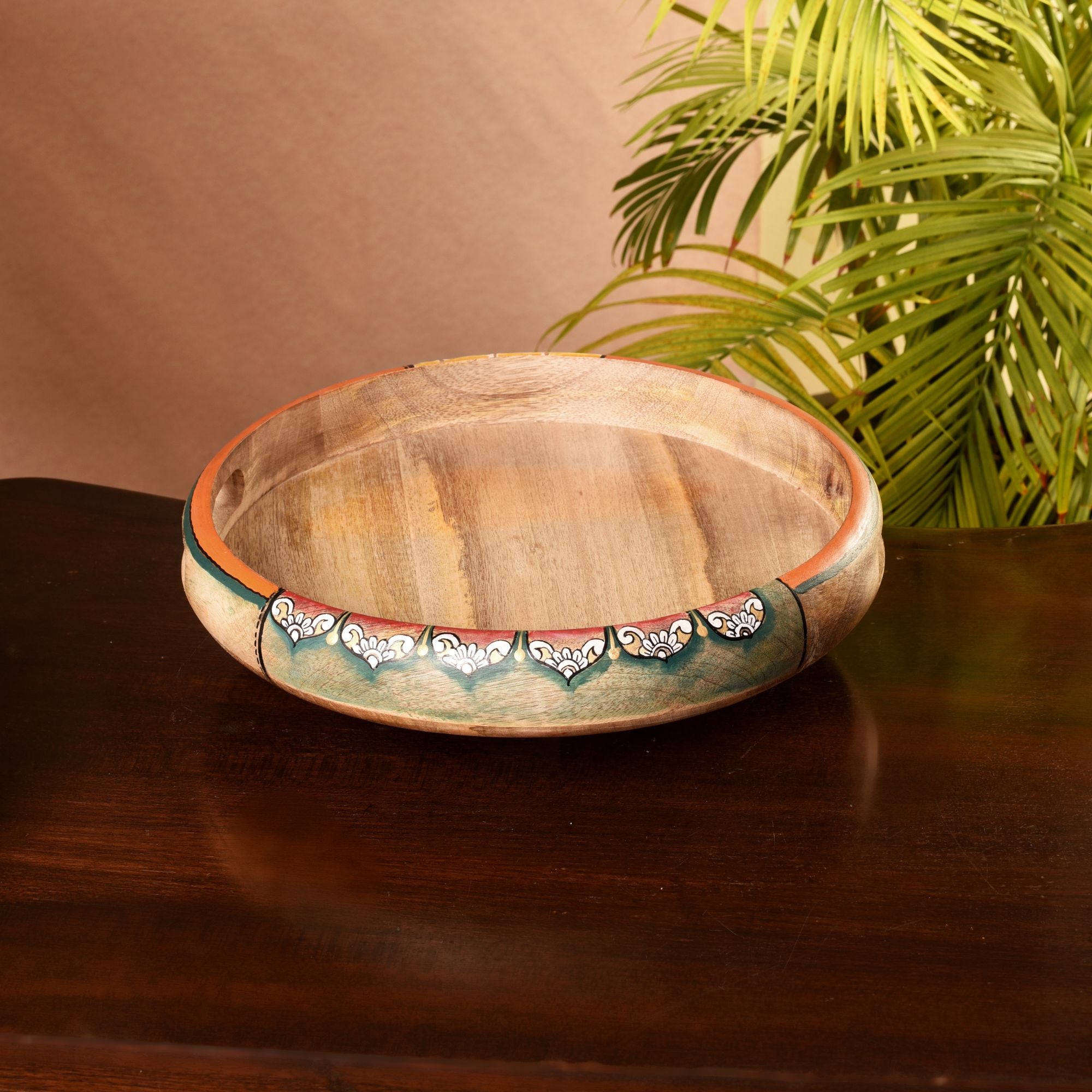 Kapila Handcrafted Wooden 360� Revolving Tray Decorative Rotating Platter for Dining Table and Kitchen