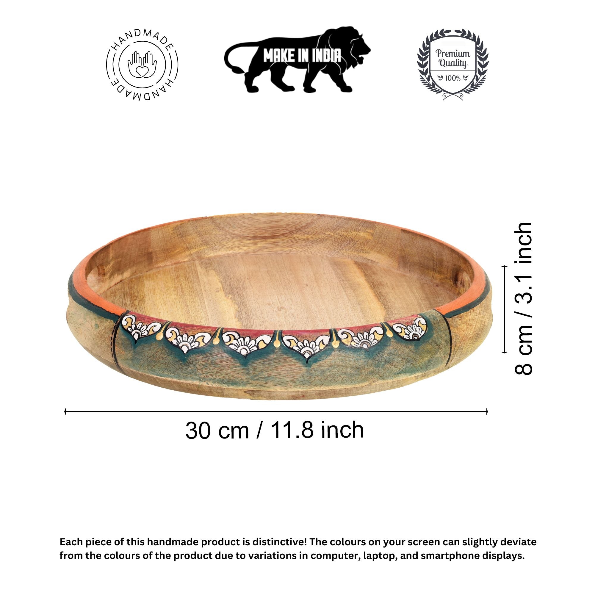 Kapila Handcrafted Wooden 360� Revolving Tray Decorative Rotating Platter for Dining Table and Kitchen