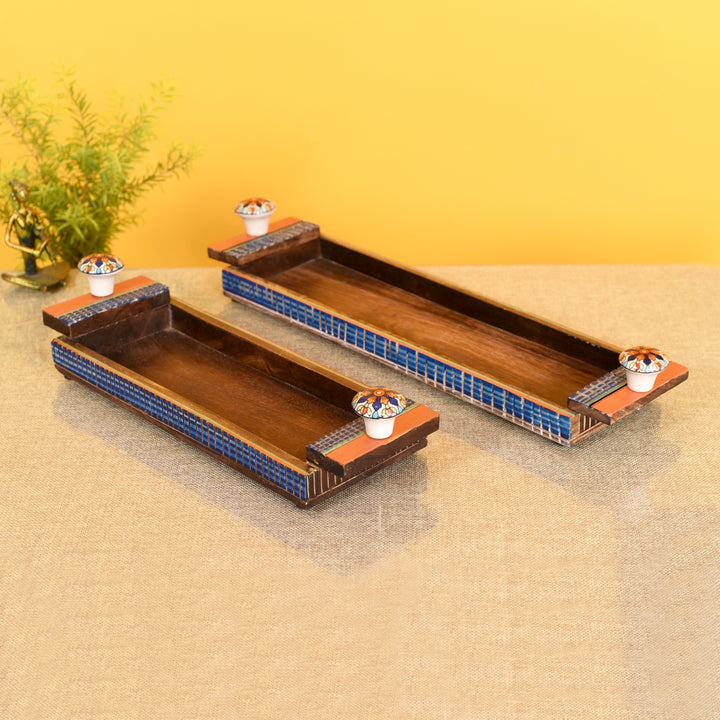 Handcrafted Wooden Serving Tray S02 (14x5x2/18x5x1.5)