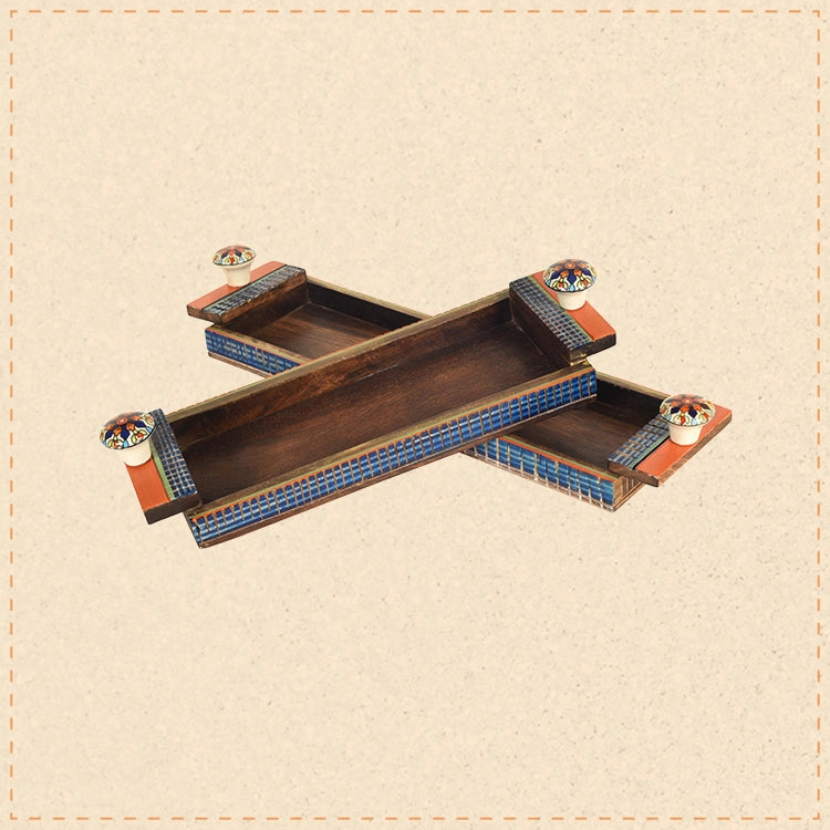 Handcrafted Wooden Serving Tray S02 (14x5x2/18x5x1.5)