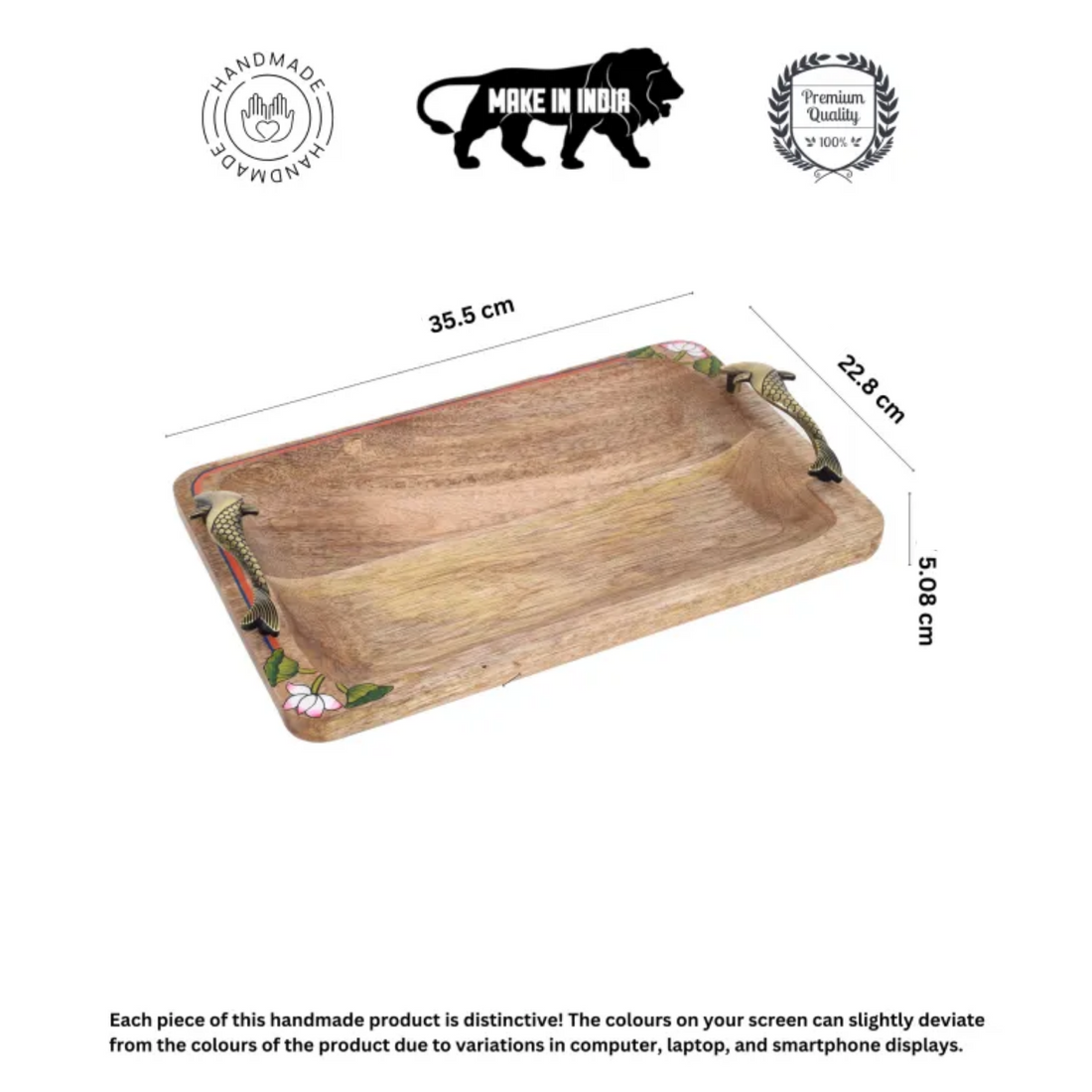 Pichhwai iteha rectangular serving tray (14x9x2)