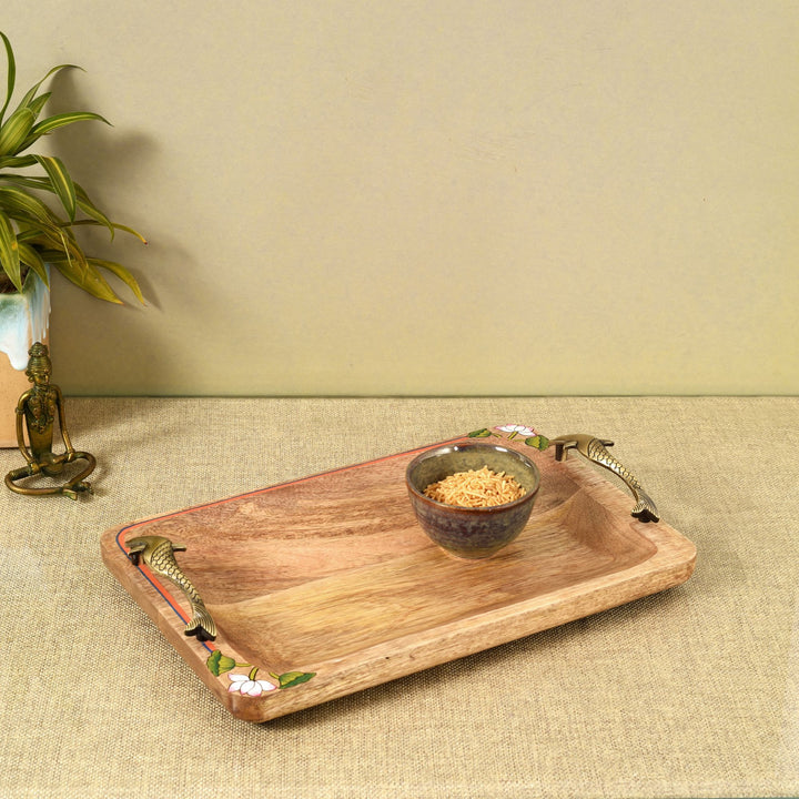 Pichhwai iteha rectangular serving tray (14x9x2)