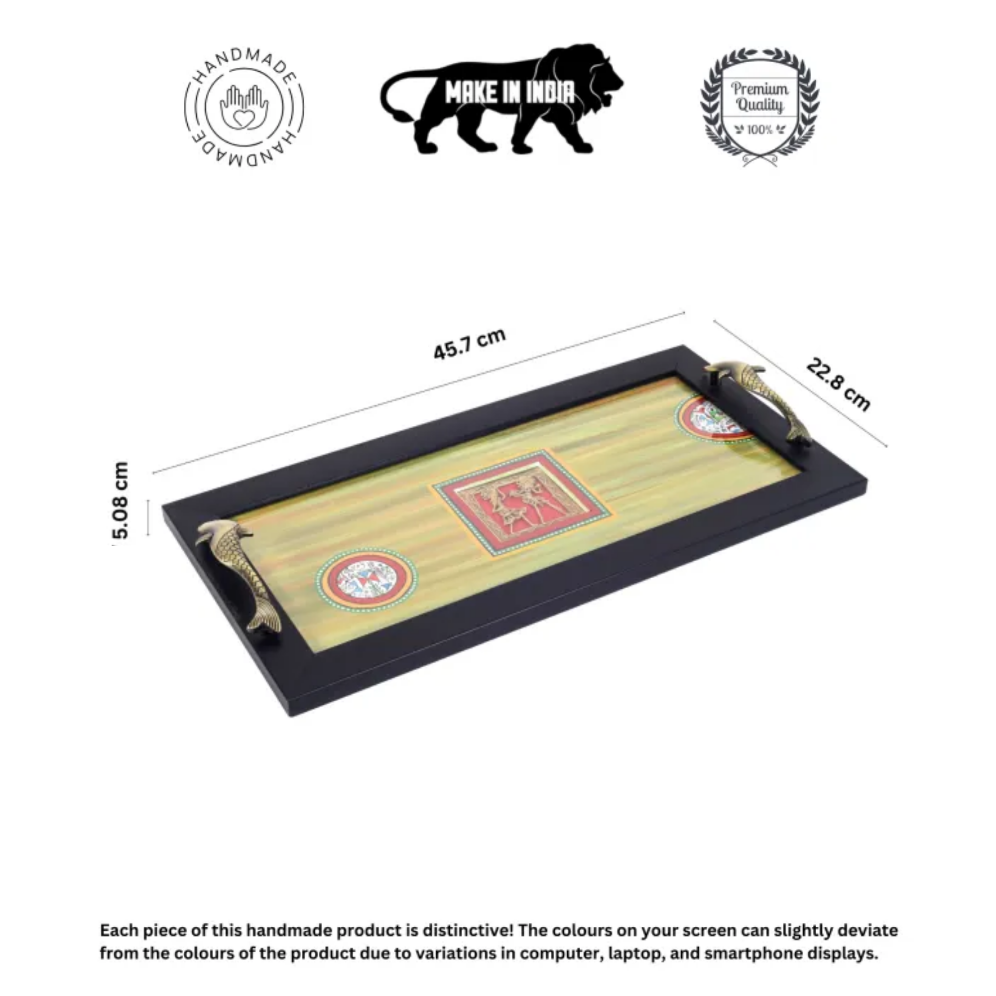 Hunter green dhokra serving tray large (18x9x2)