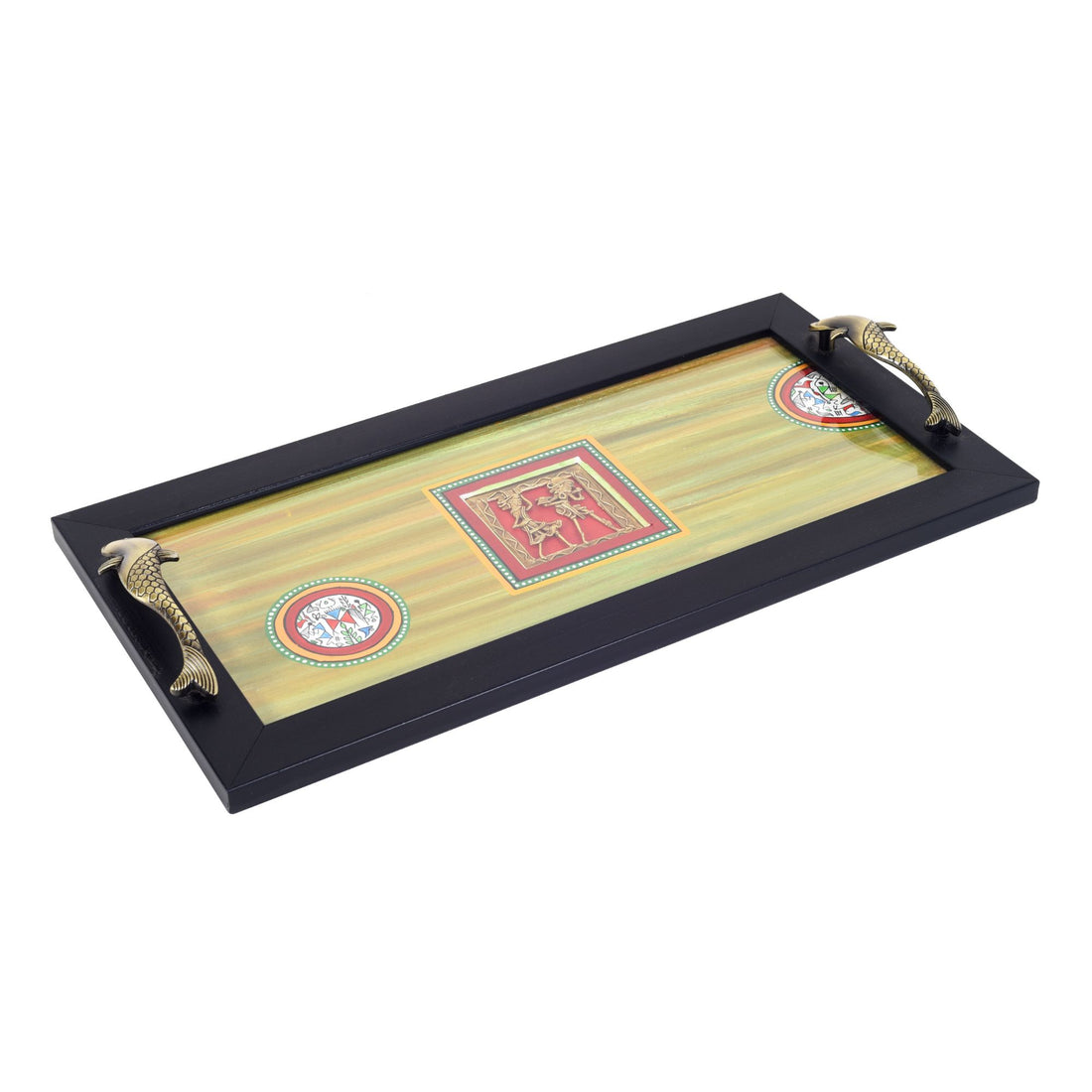 Hunter green dhokra serving tray large (18x9x2)