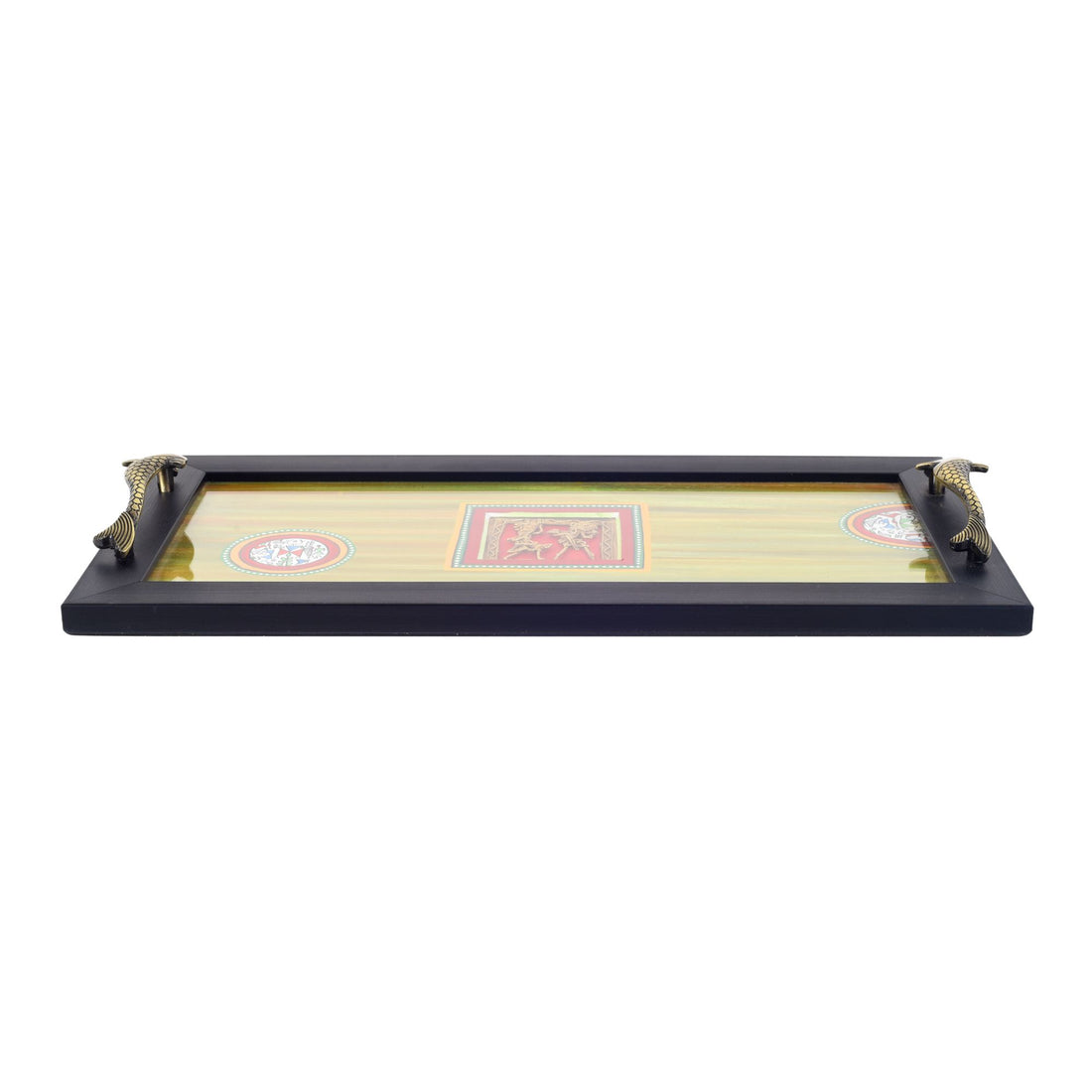 Hunter green dhokra serving tray large (18x9x2)