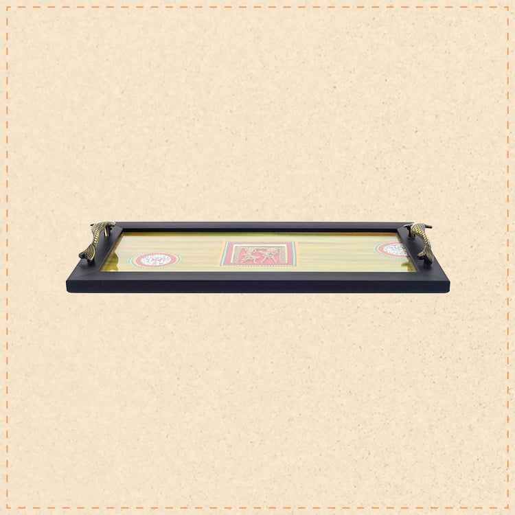 Hunter green dhokra serving tray large (18x9x2)