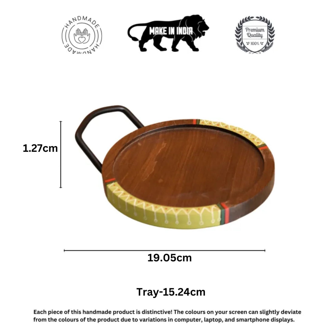 Round Snack Tray So2 with Metal Handle (7.5x6x0.5)