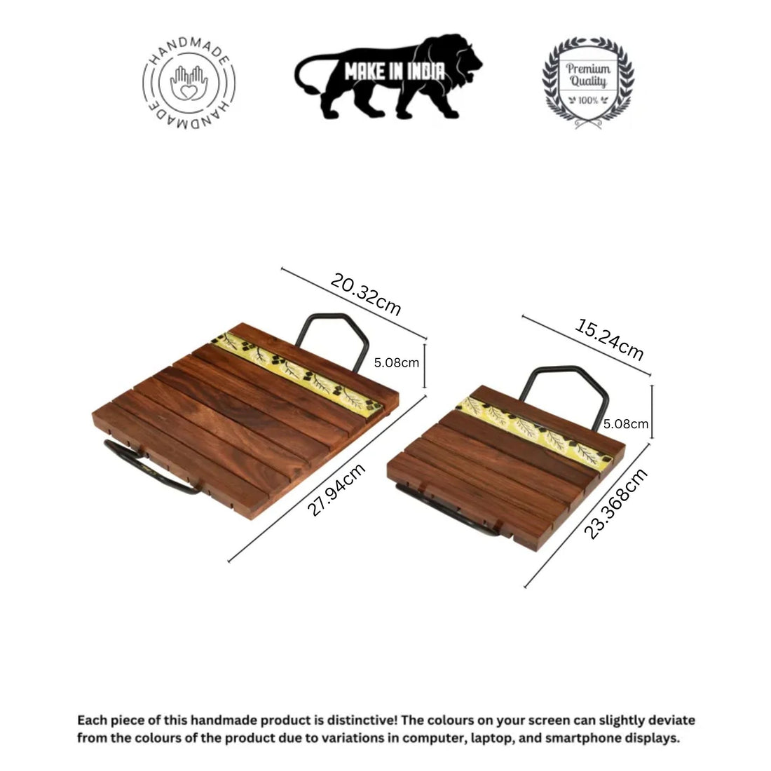 Leaf of Nature' Snacking Trays in Rosewood-Set of 2