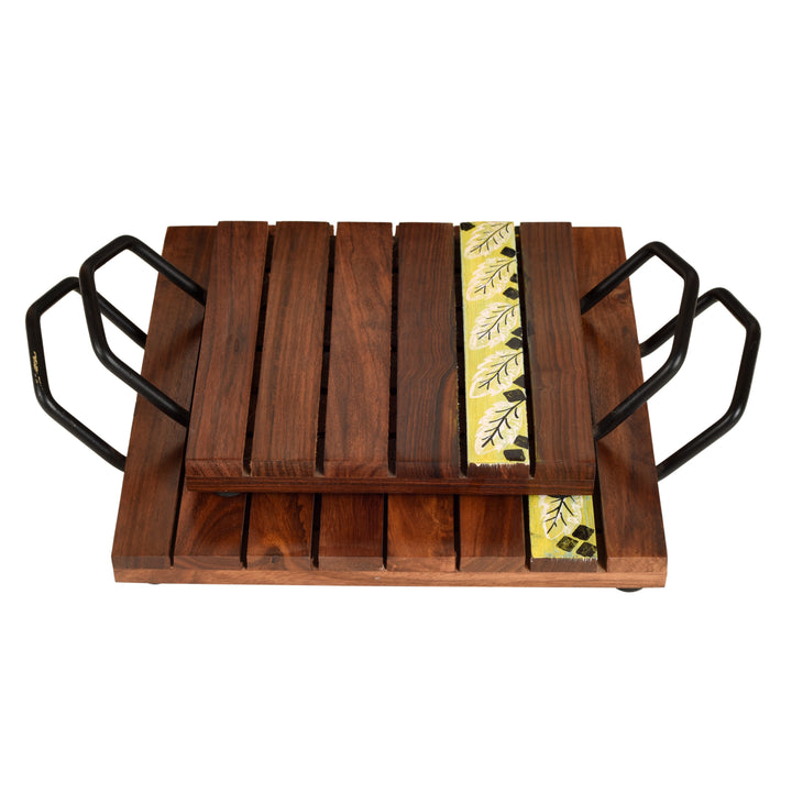 Leaf of Nature' Snacking Trays in Rosewood-Set of 2