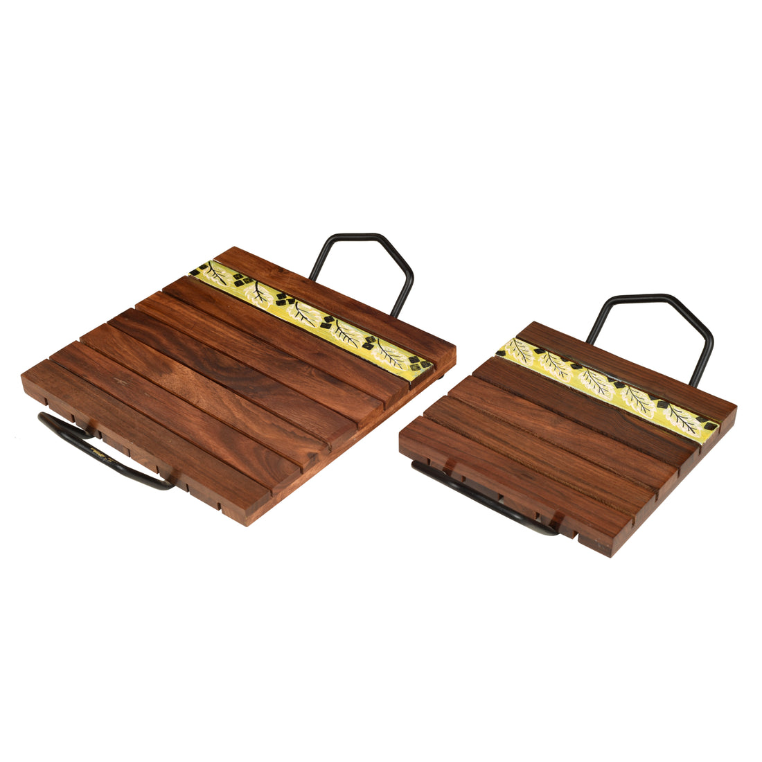 Leaf of Nature' Snacking Trays in Rosewood-Set of 2