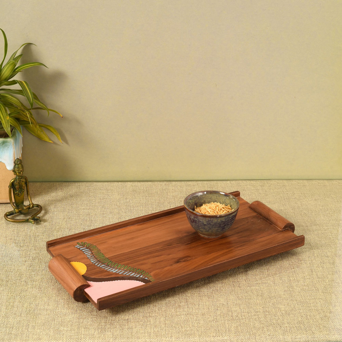 Leaf patterns rectangular serving tray (16.5x7.5x1)