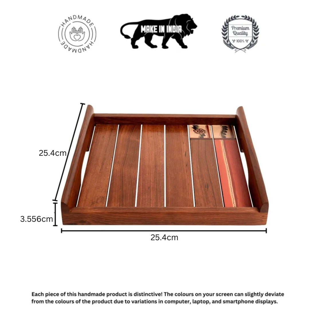 Trays with Folk Art Handcrafted in RoseWood (set of 2) (10x10/9x9")