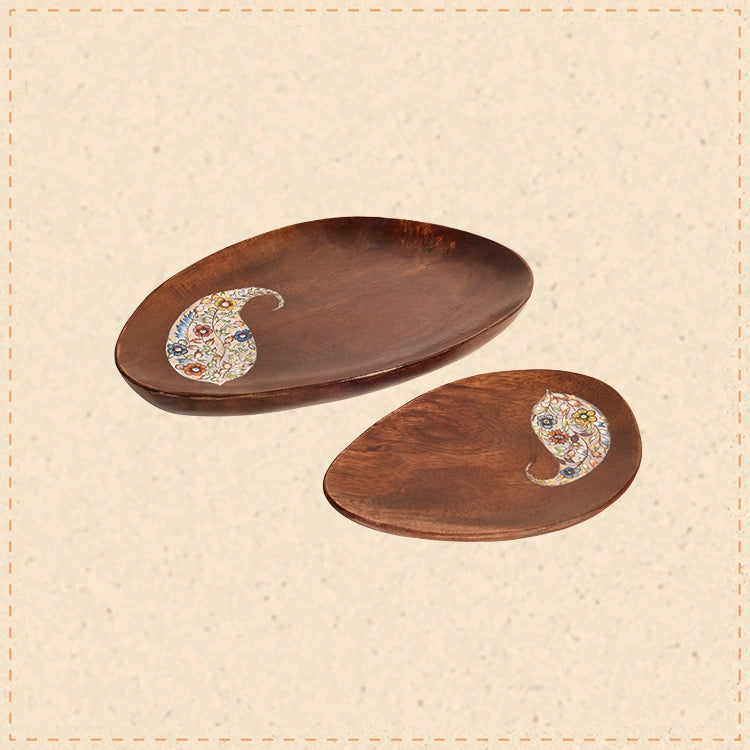 Yin-Yang Platter set with beautiful Paisley paintings