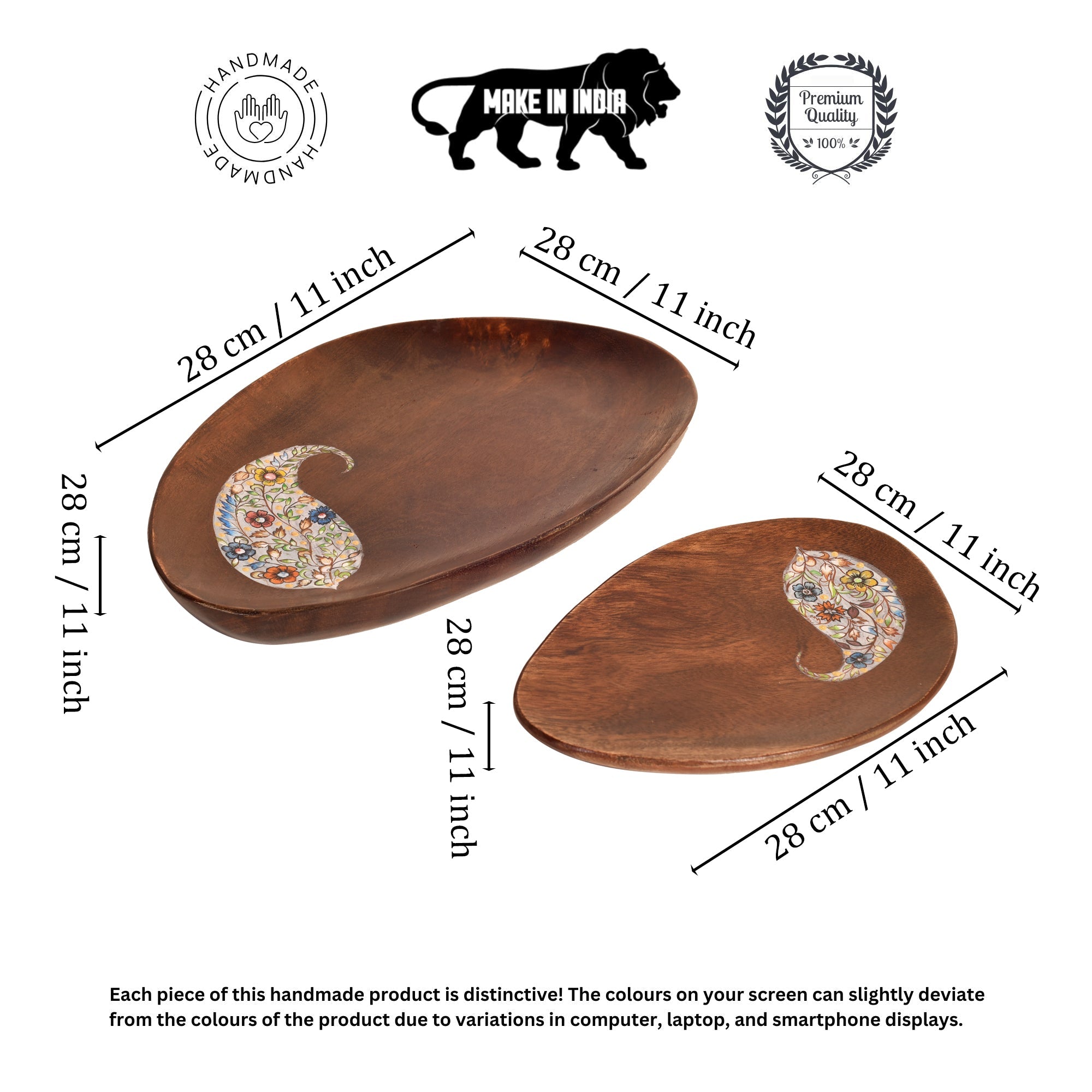 Yin-Yang Platter set with beautiful Paisley paintings