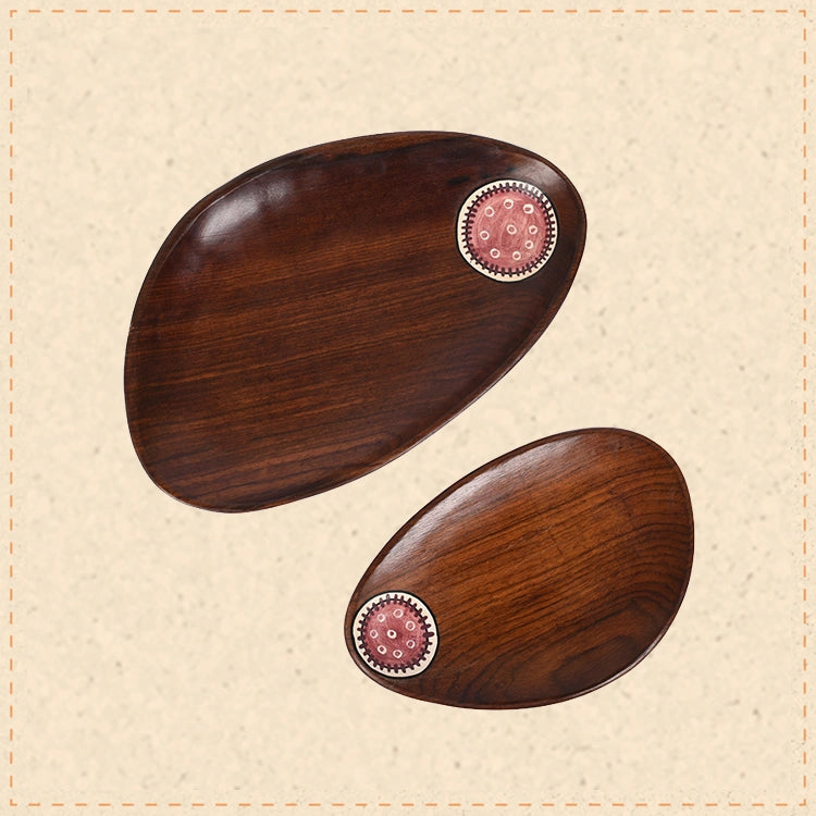 Trays in Oval Shape with Tribal Art Handcrafted in RoseWood (11x7")