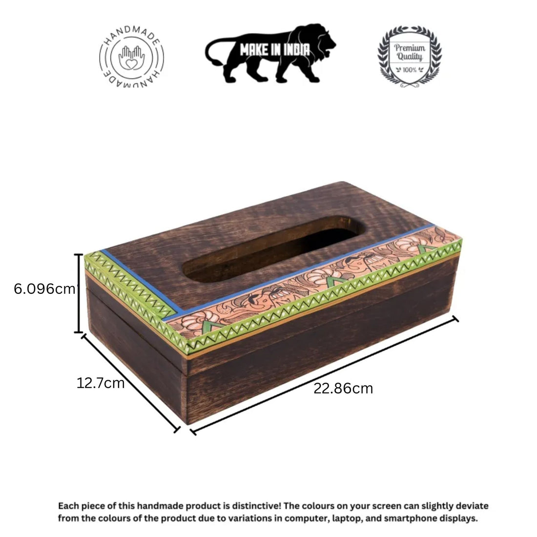 Tissue Box Handcrafted in Wood with Madhubani Painting (9x5x2.5)