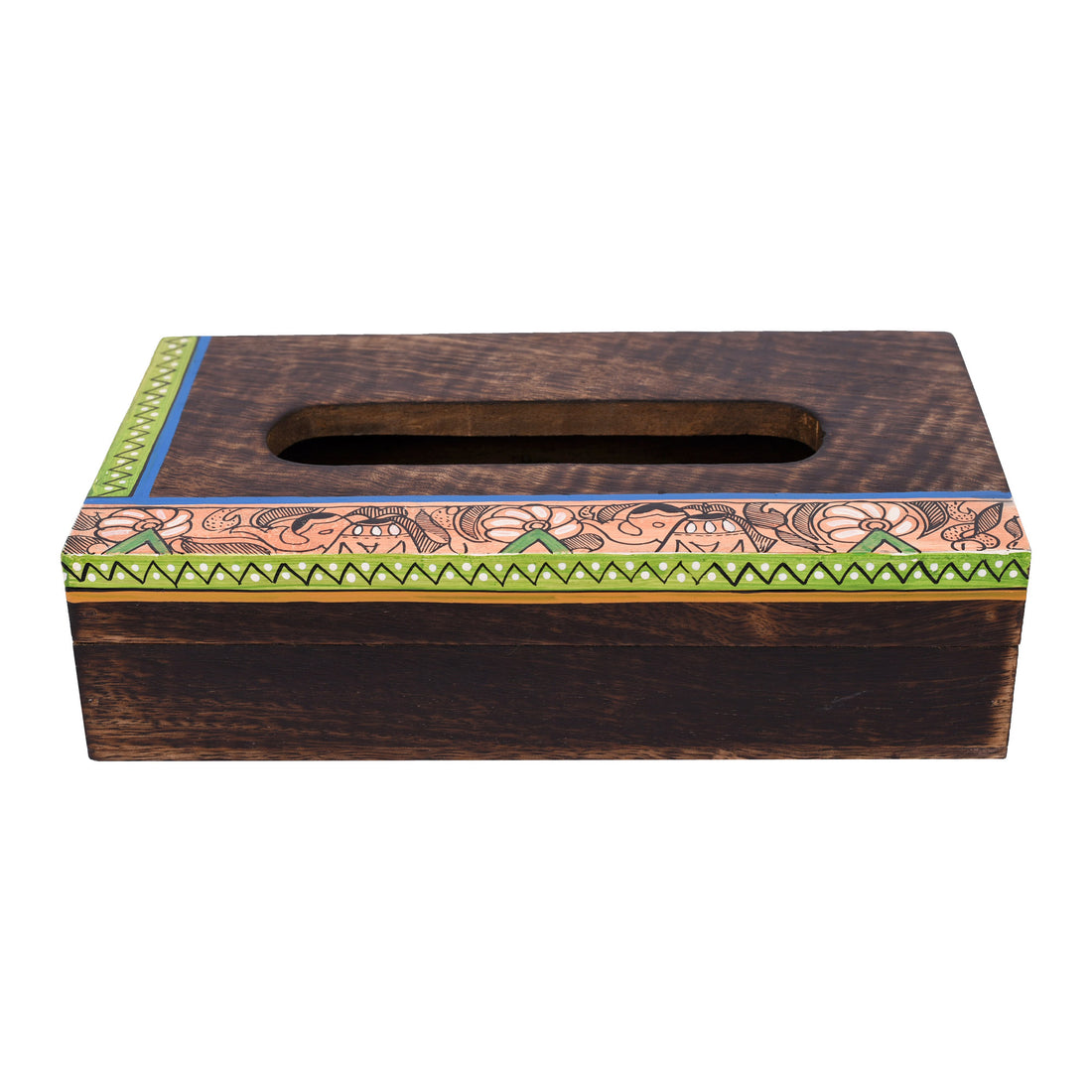 Tissue Box Handcrafted in Wood with Madhubani Painting (9x5x2.5)