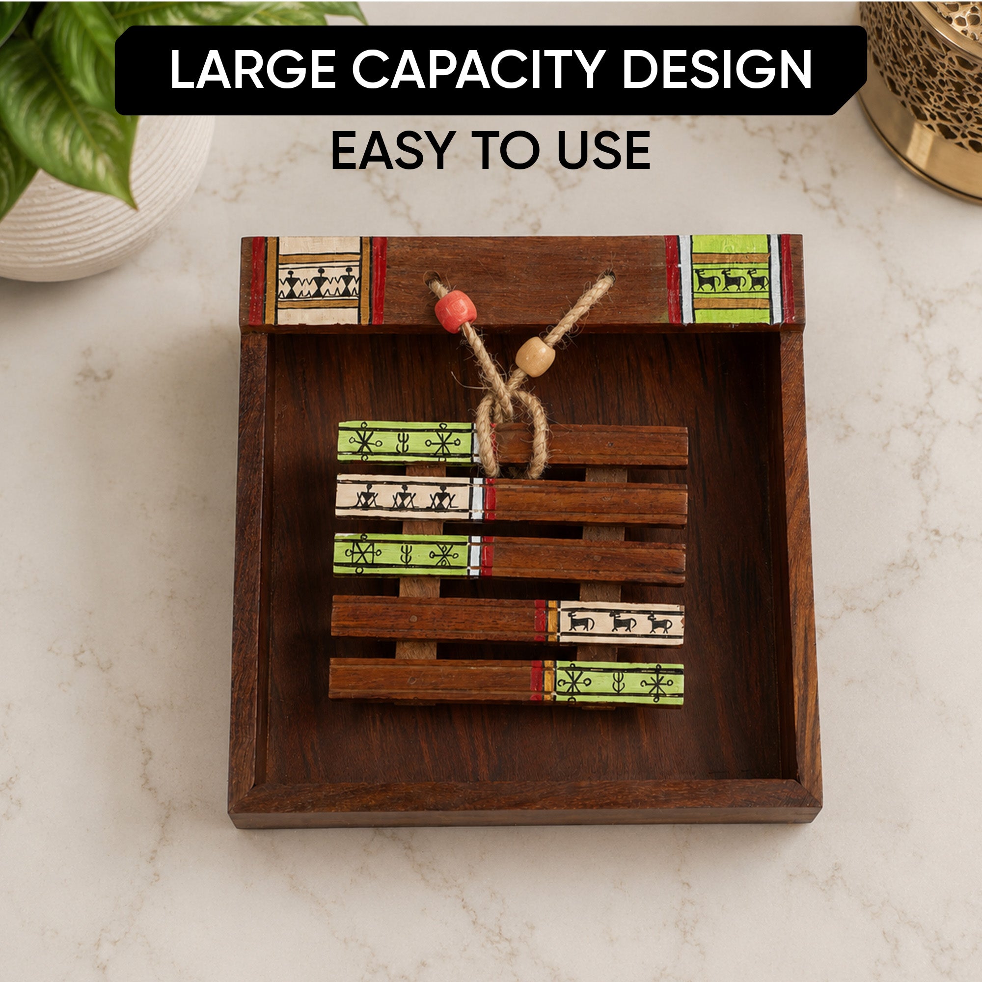 Tissue Holder with wooden Coaster Paper Weight (7x7x2.3)
