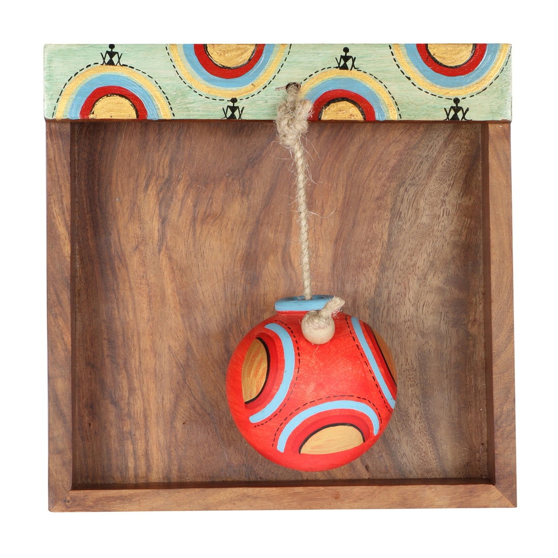 Tissue Holder in wood with Terracotta Pot paperweight Handpainted with Tribal Art (7x7x3)