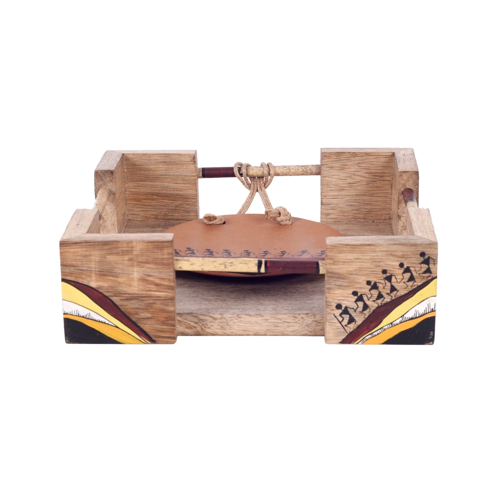 Warli Rhythm Hand Painted  Tissue Holder