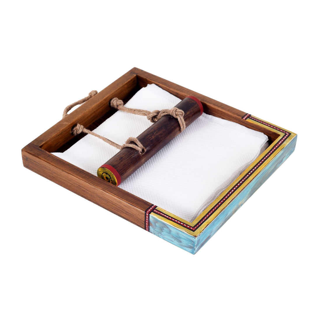 Teak tissue paper holder (7.5x6.5x1)