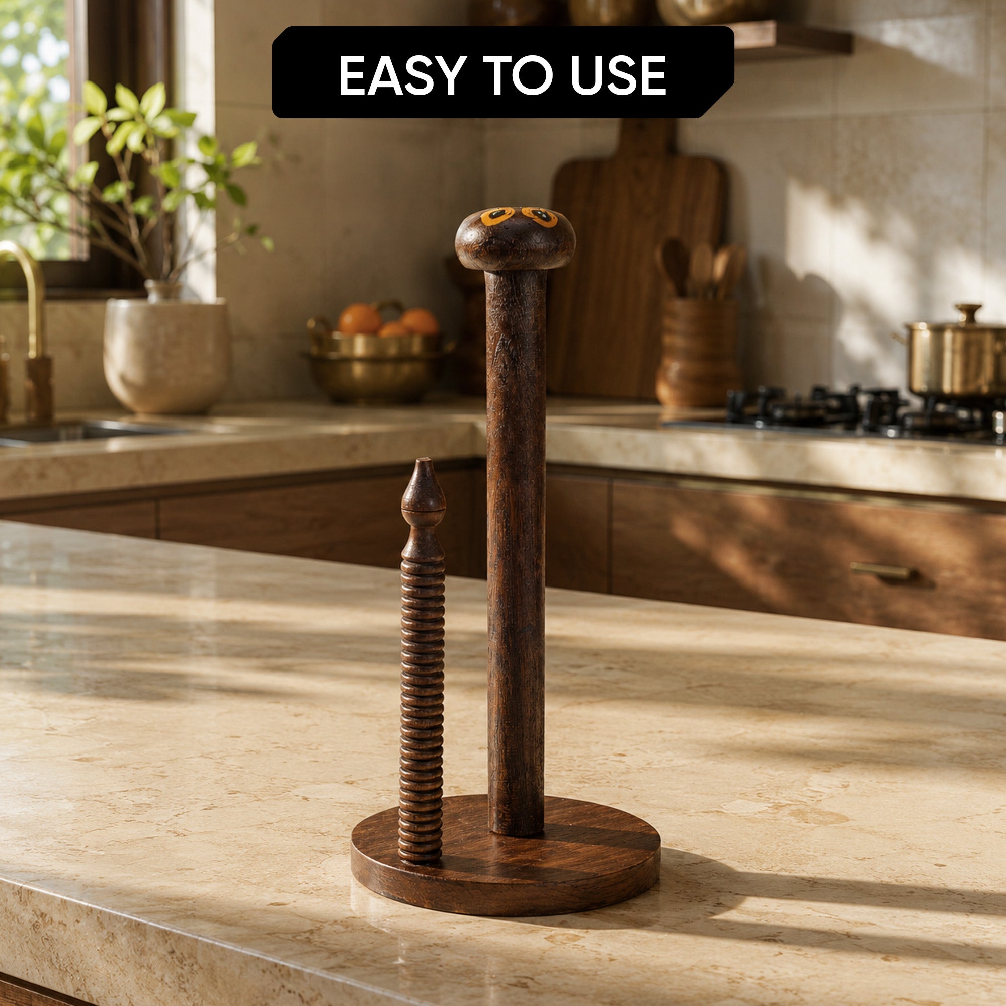 Tissue Roll Holder Table Top Style Handcrafted in Wood (5x5x10.5)