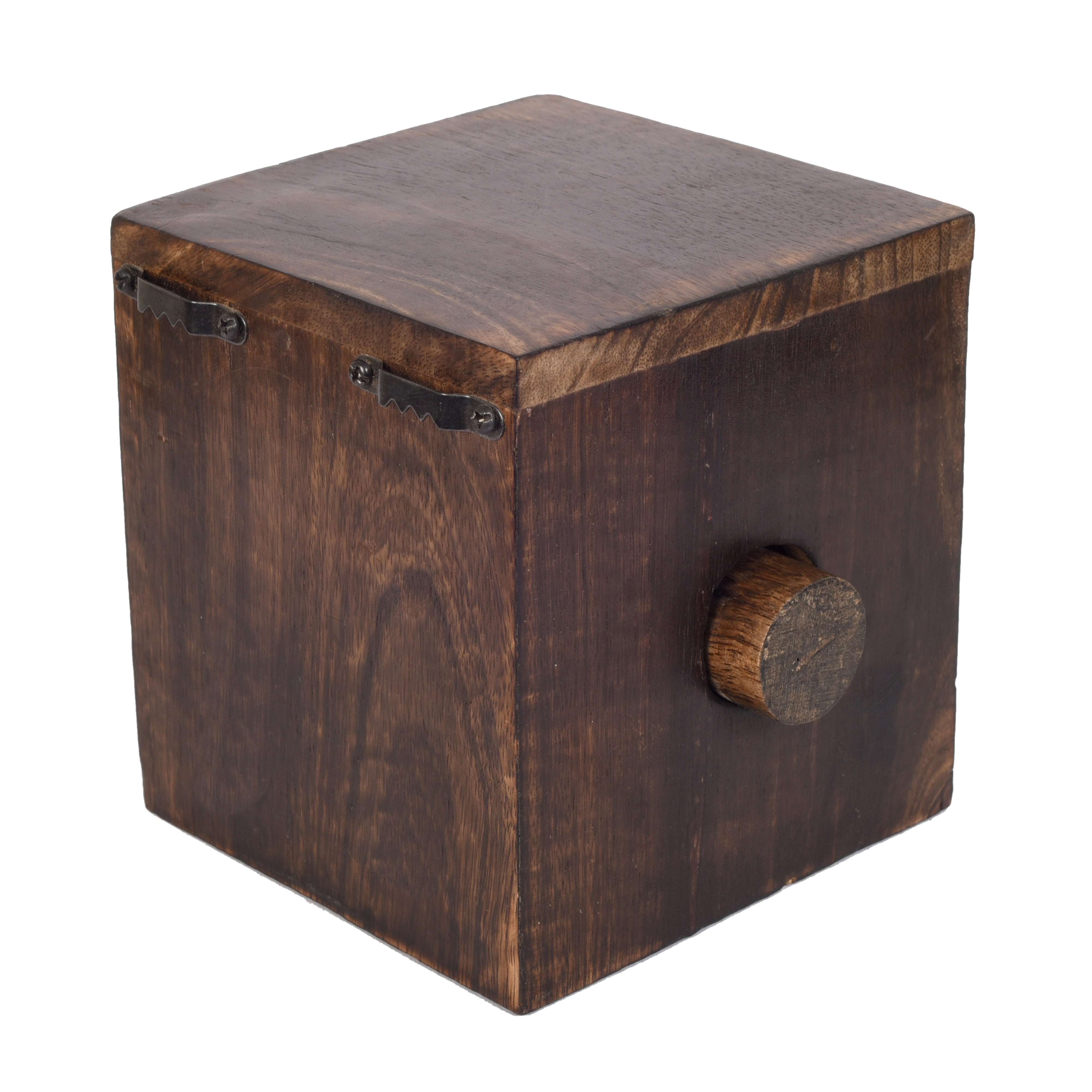 Mango Wood Robot Face Toilet Roll Holder, Brown Colour, 6.5 x 5 x 4.5 inches