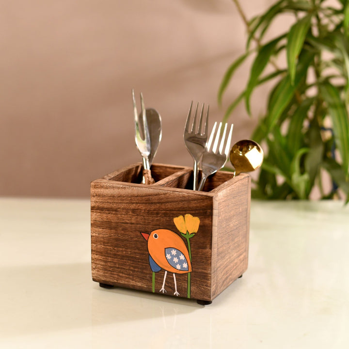 Gauraiya Bird & Bloom Cutlery Caddy