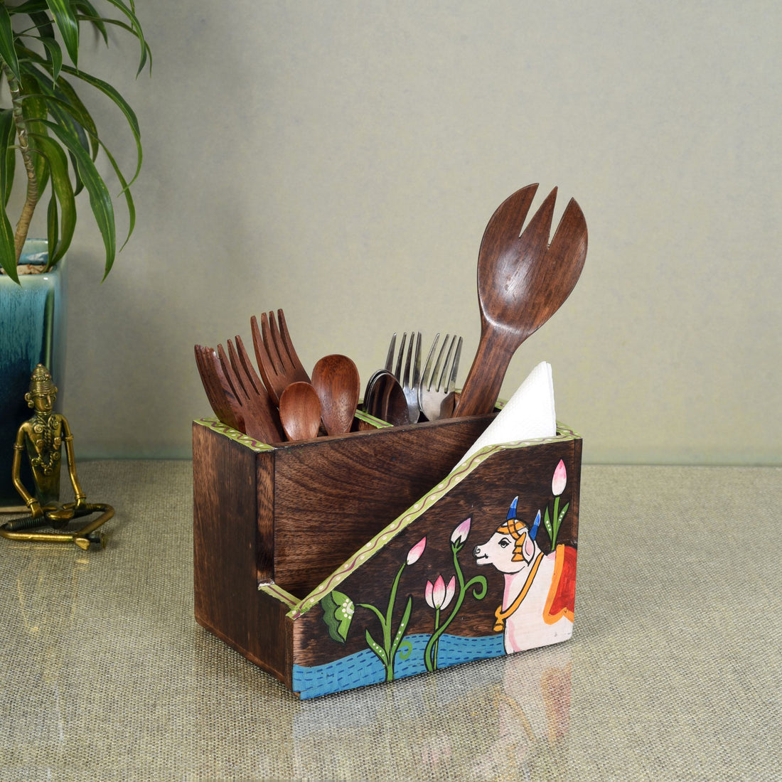 Pichhwai Dhenu Cutlery Storage Stand