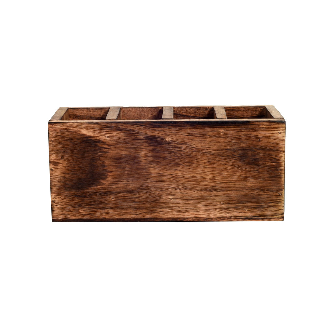 Hola Hand Painted Wooden Cutlery Holder, Artisan Organizer for Dining Table and Kitchen