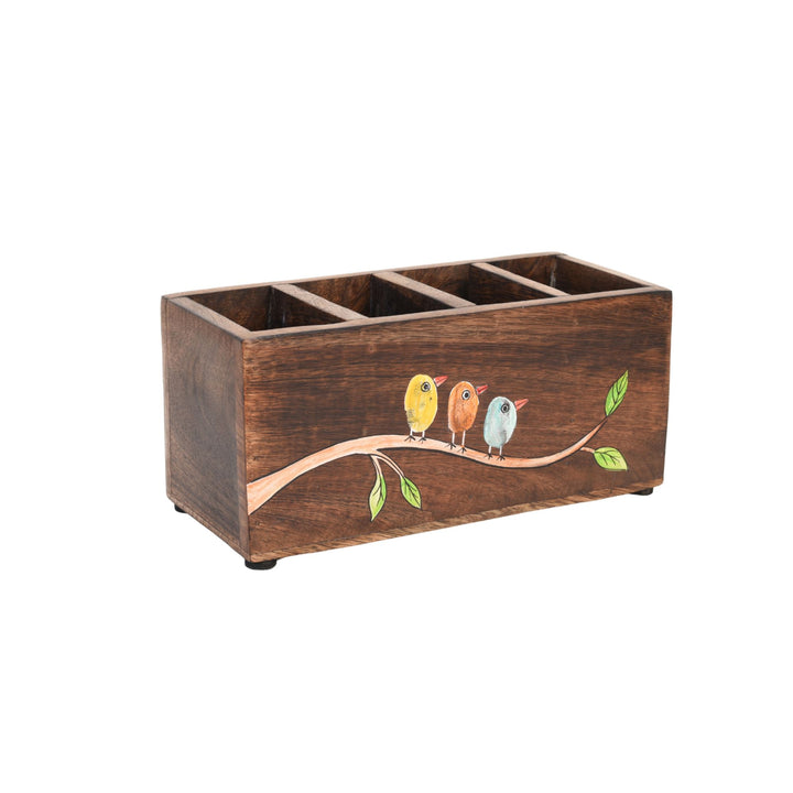 Teen Chidiya Birds-on-Branch Cutlery Caddy