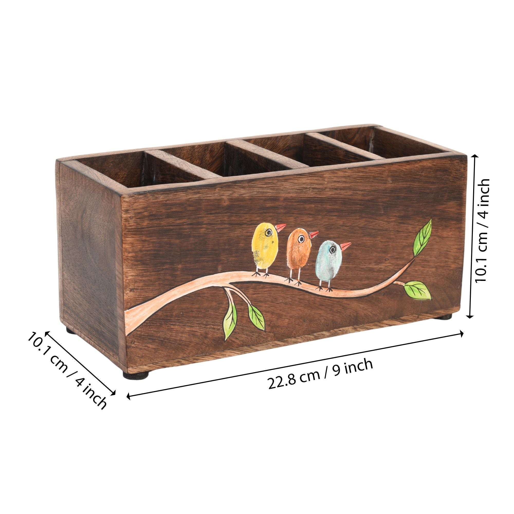 Teen Chidiya Birds-on-Branch Cutlery Caddy