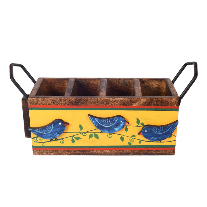 Love Birds Musturd Cutlery Holder (12x4x5.5)