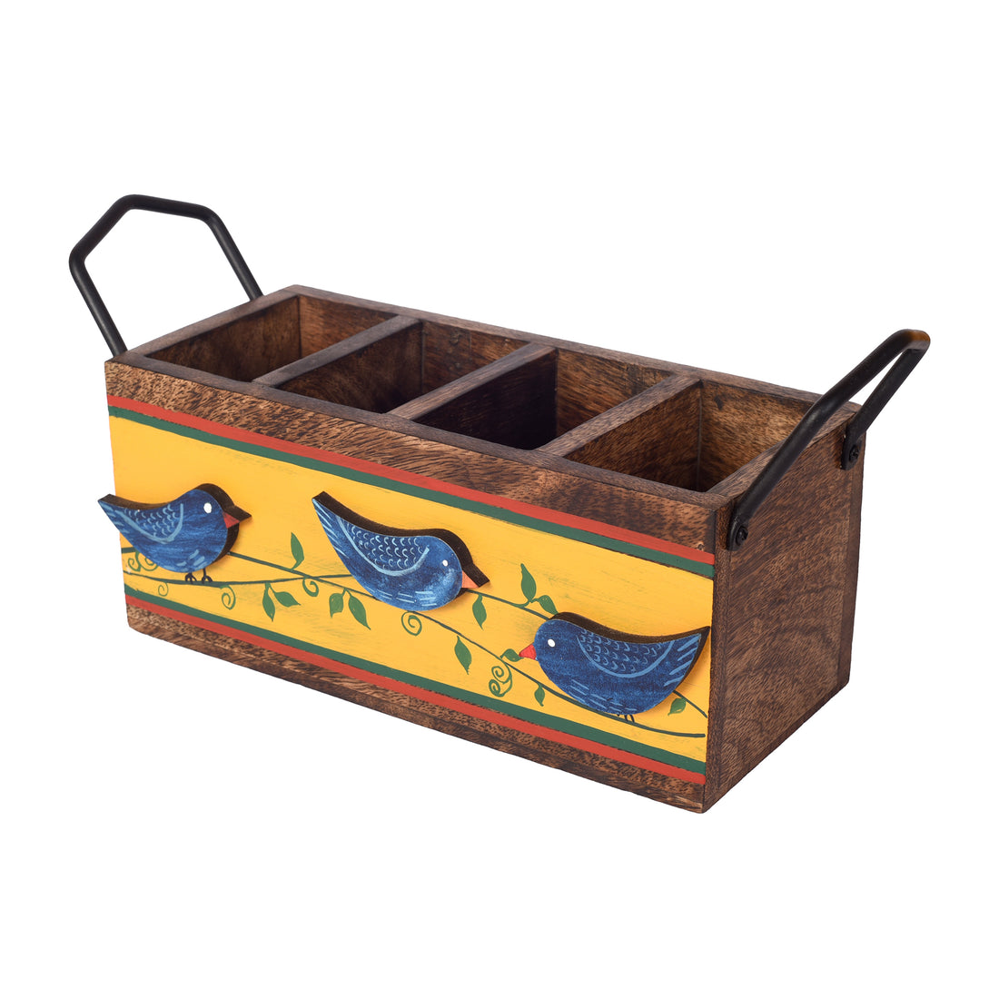 Love Birds Musturd Cutlery Holder (12x4x5.5)