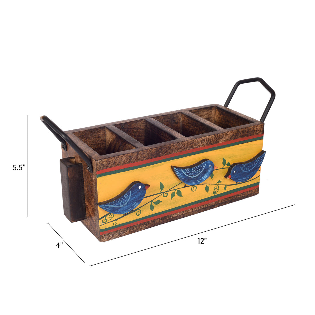 Love Birds Musturd Cutlery Holder (12x4x5.5)