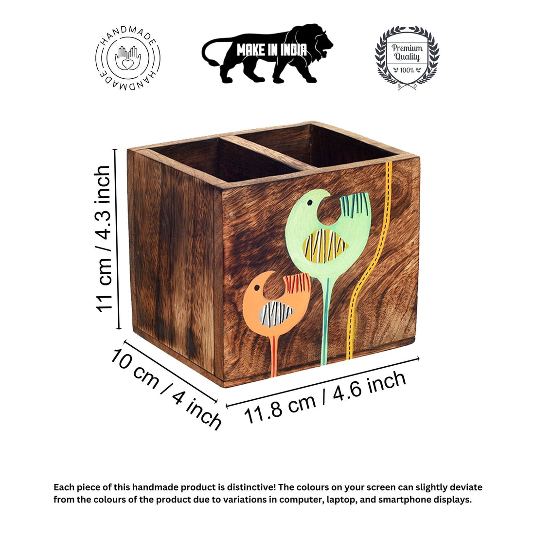 Luna & Leo Hand Painted Wooden Cutlery Holder, Stylish Organizer for Dining Table and Kitchen