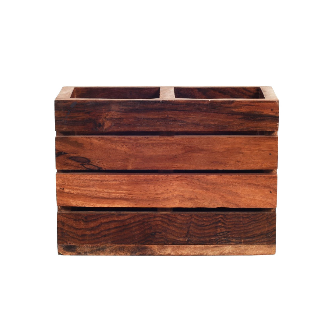 Kyoku Hand Painted Wooden Cutlery Holder, Compact Organizer for Dining Table and Kitchen