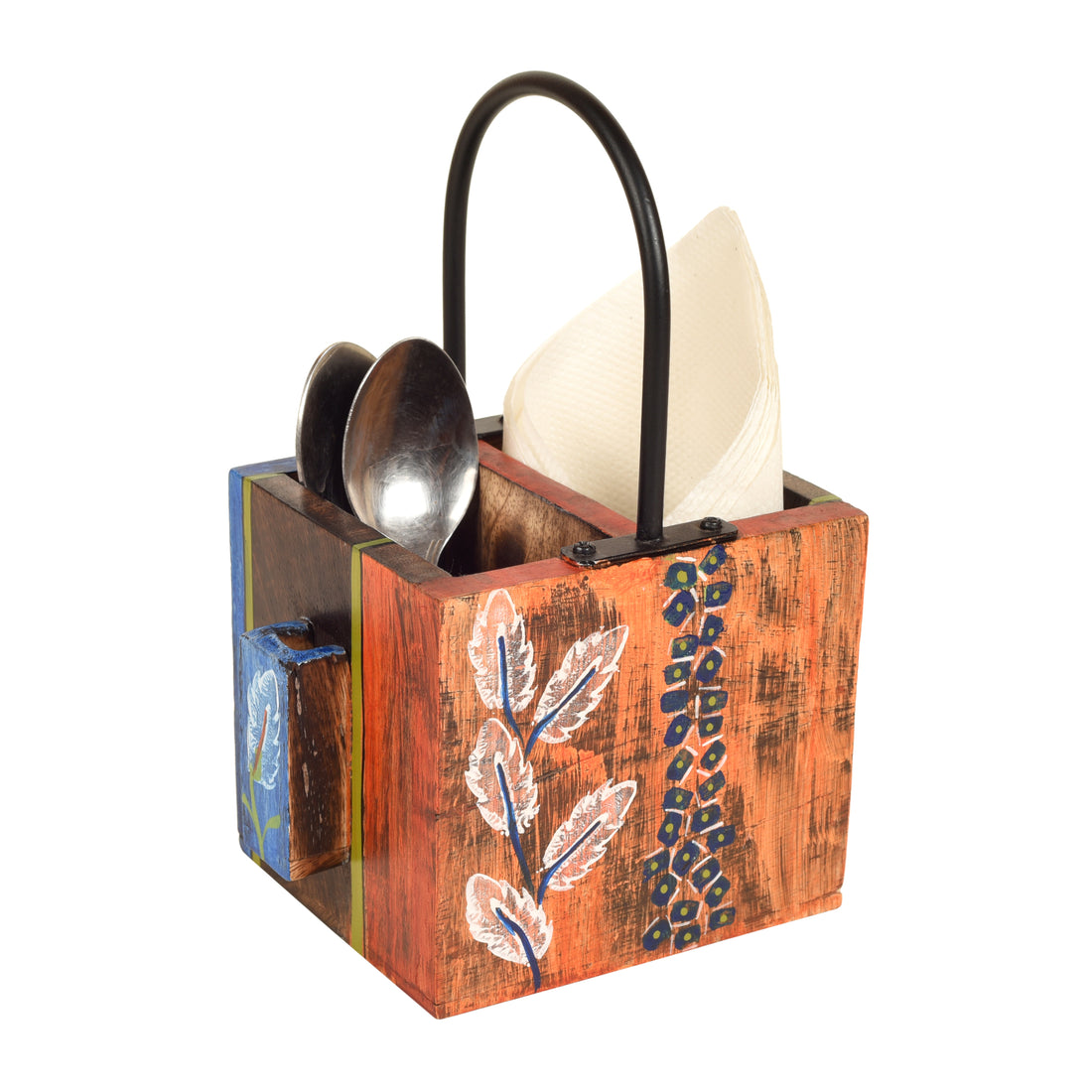 Leaf of Nature' Cutlery Holder Handcrafted in Mango Wood