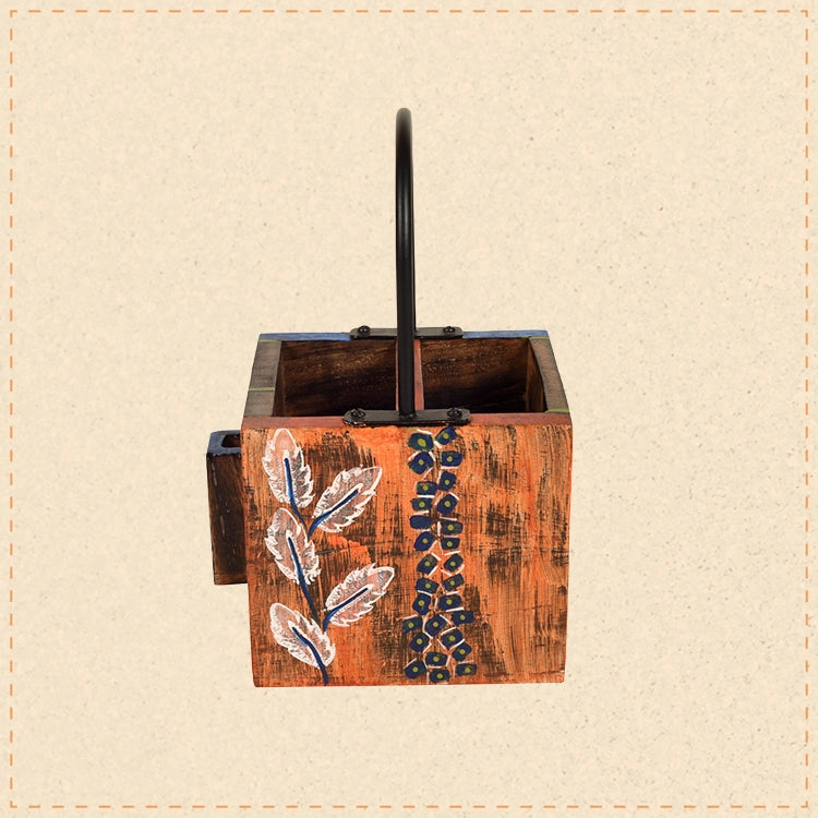 Leaf of Nature' Cutlery Holder Handcrafted in Mango Wood