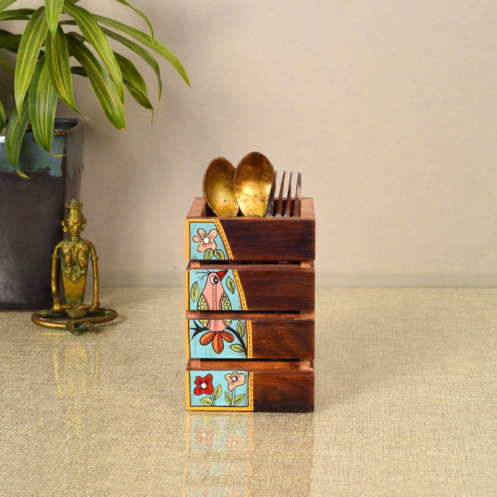 Artistic Flair Wooden Pen Stand (3.5x3.5x5)