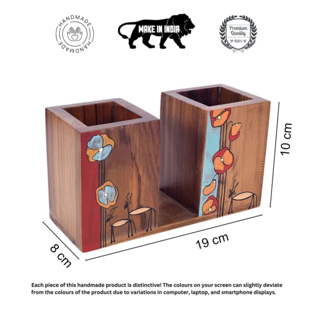 Floral Delights Wooden Cutlery Holder (7.5x3x4)