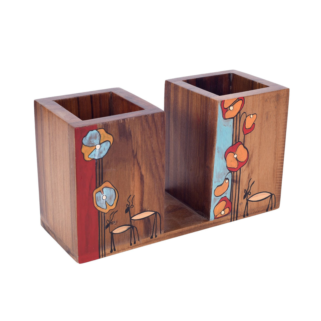 Floral Delights Wooden Cutlery Holder (7.5x3x4)