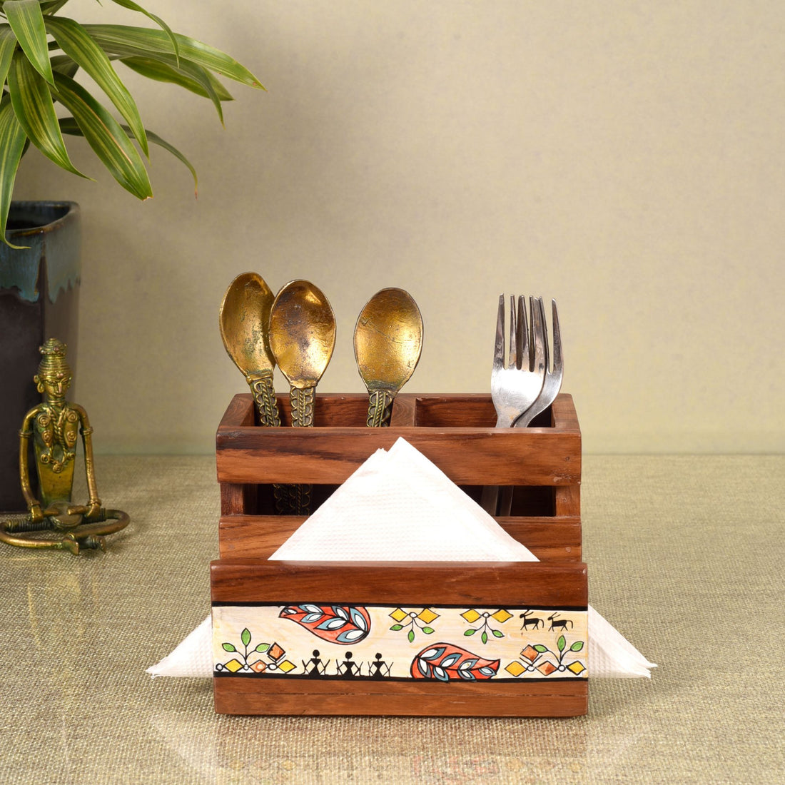 Warli Life Cutlery Holder Stand (6x4.5x4.5)