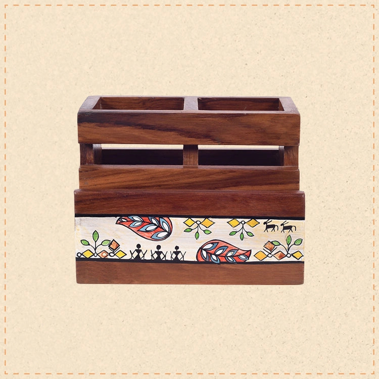 Warli Life Cutlery Holder Stand (6x4.5x4.5)