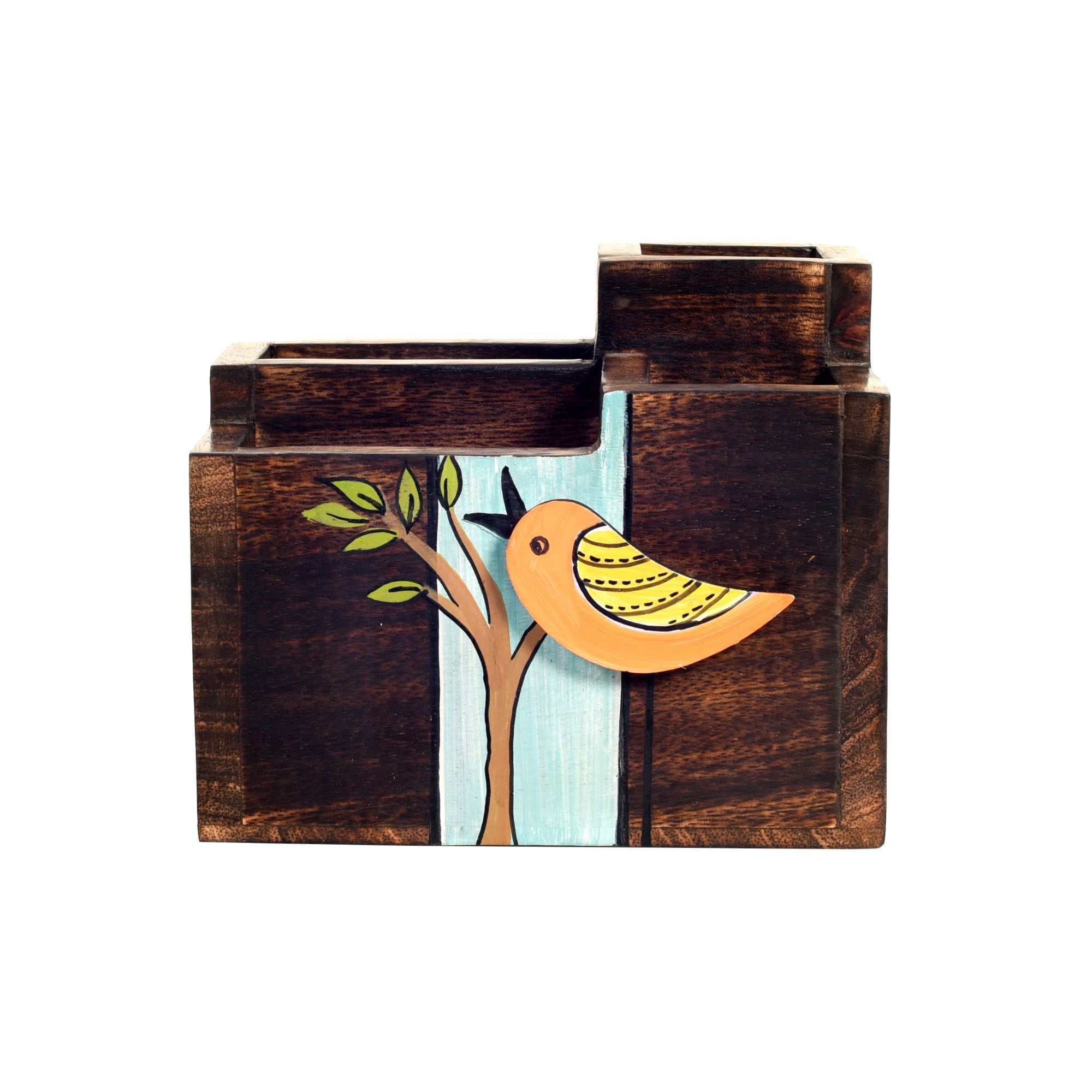 Robin Handcrafted Wooden Cutlery Holder, Elegant Organizer for Kitchen and Dining Table