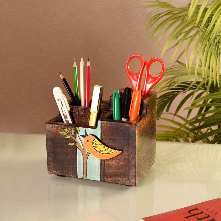 Robin Handcrafted Wooden Cutlery Holder, Elegant Organizer for Kitchen and Dining Table