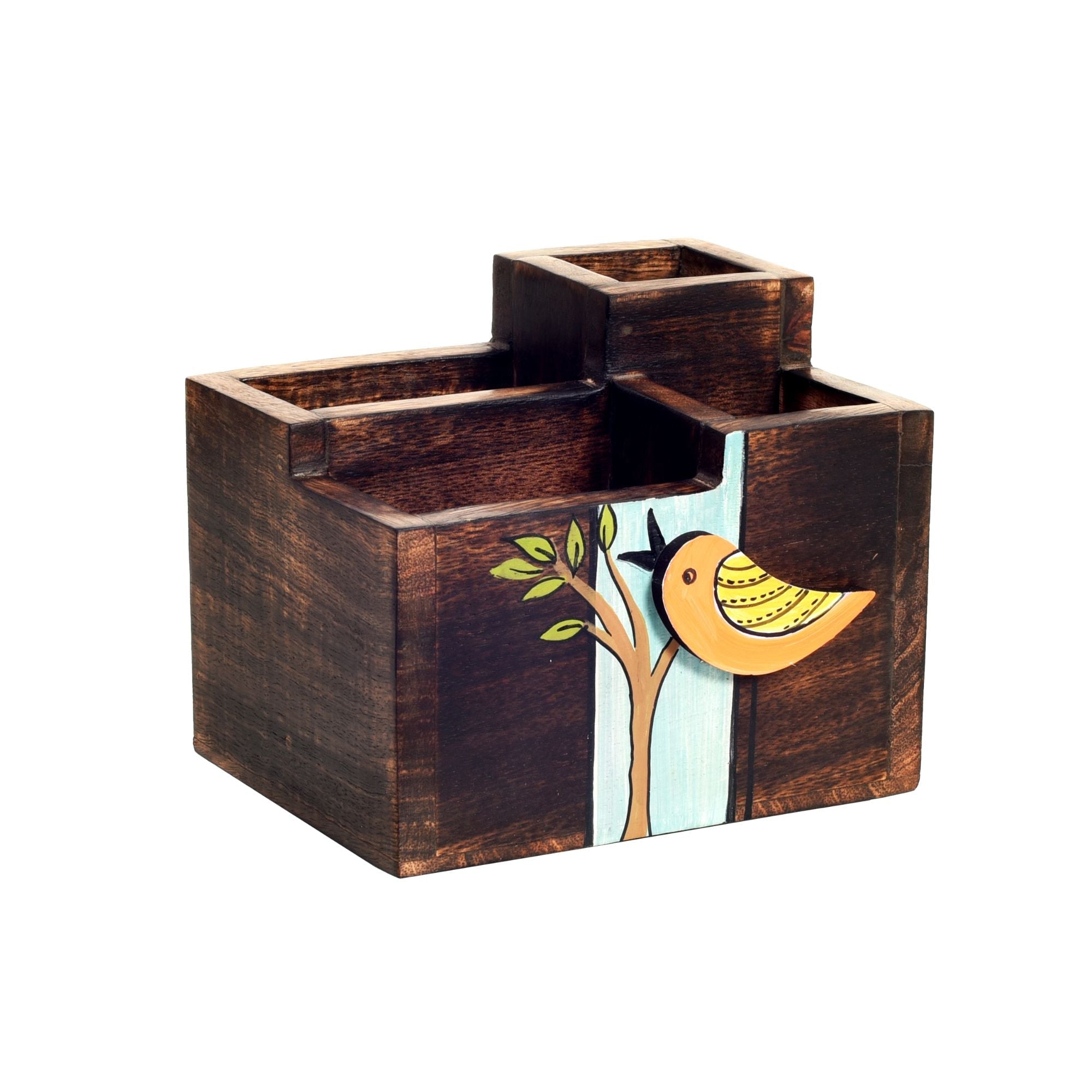 Robin Handcrafted Wooden Cutlery Holder, Elegant Organizer for Kitchen and Dining Table