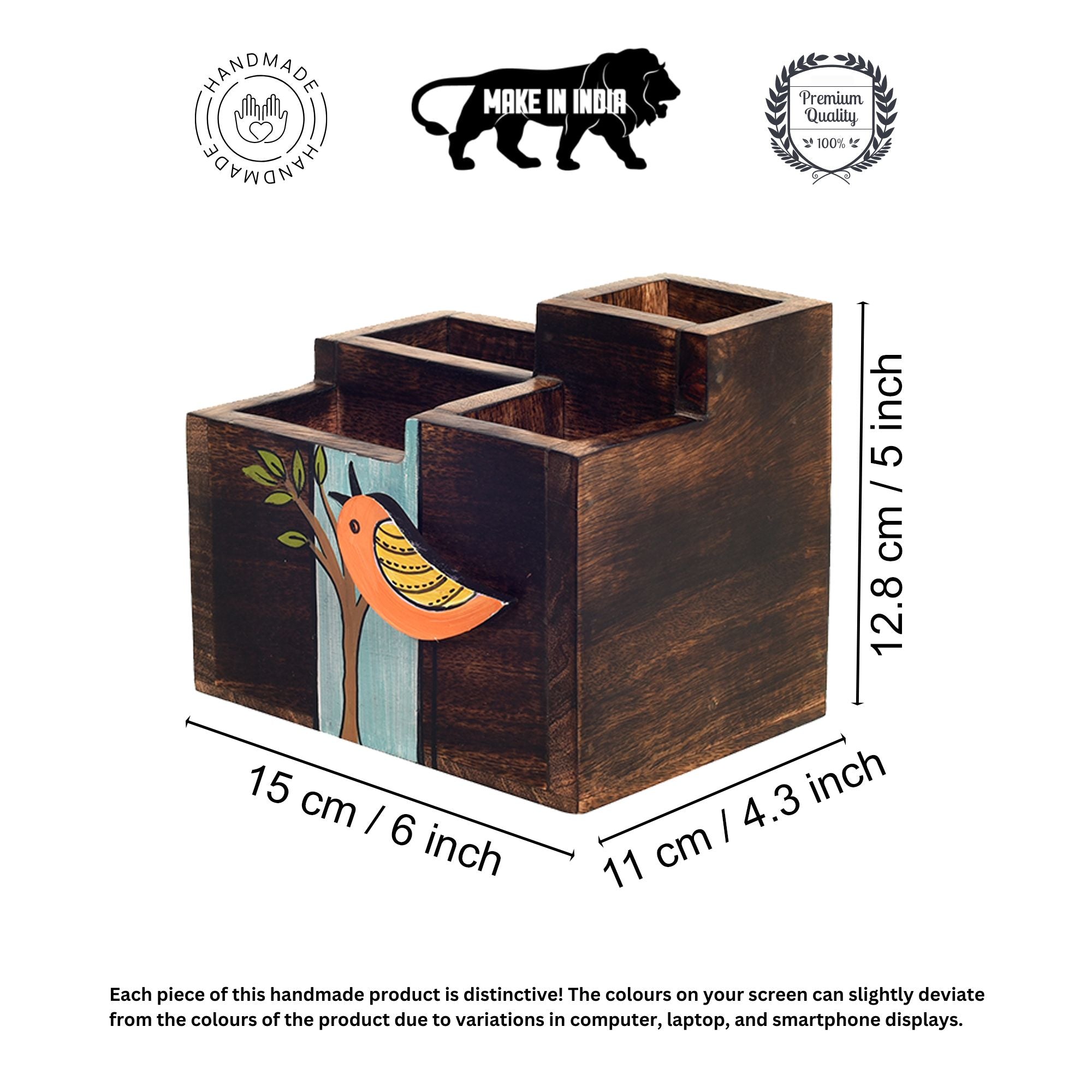 Robin Handcrafted Wooden Cutlery Holder, Elegant Organizer for Kitchen and Dining Table